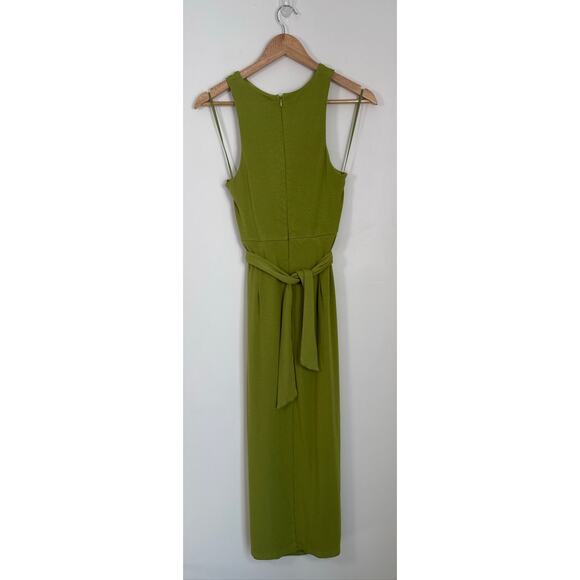 Billy J Mindy Ribbed Bodycon Midi Twist-Back Maxi Dress in Olive Green, Size 10 - Picture 4 of 8